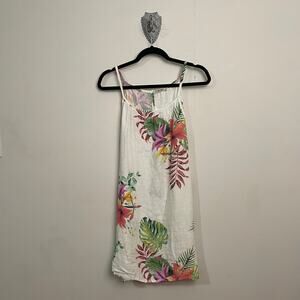 Lungo L’arno S summer linen dress tropical Vintage a-line beach vacation white